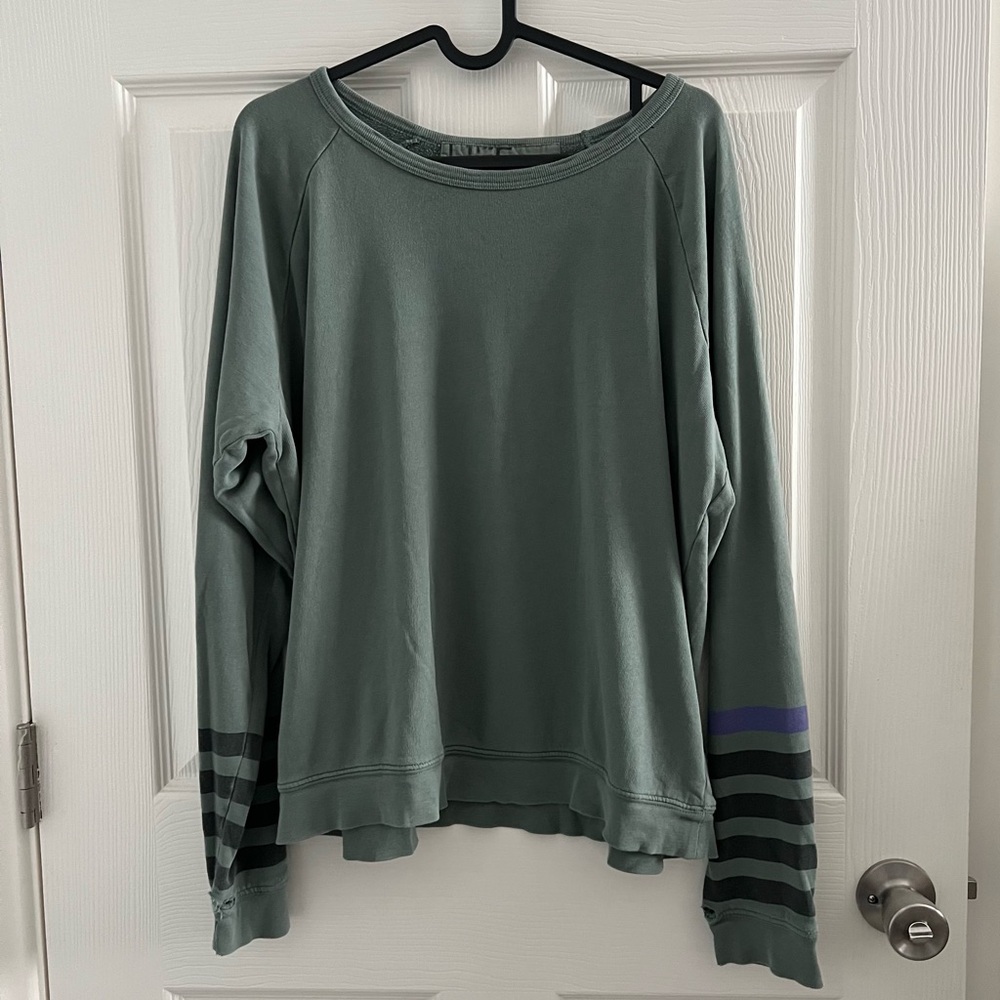 FREE CITY Life Nature Love Raglan Sweatshirt Green Black Purple Size 3 Large - Picture 2 of 9